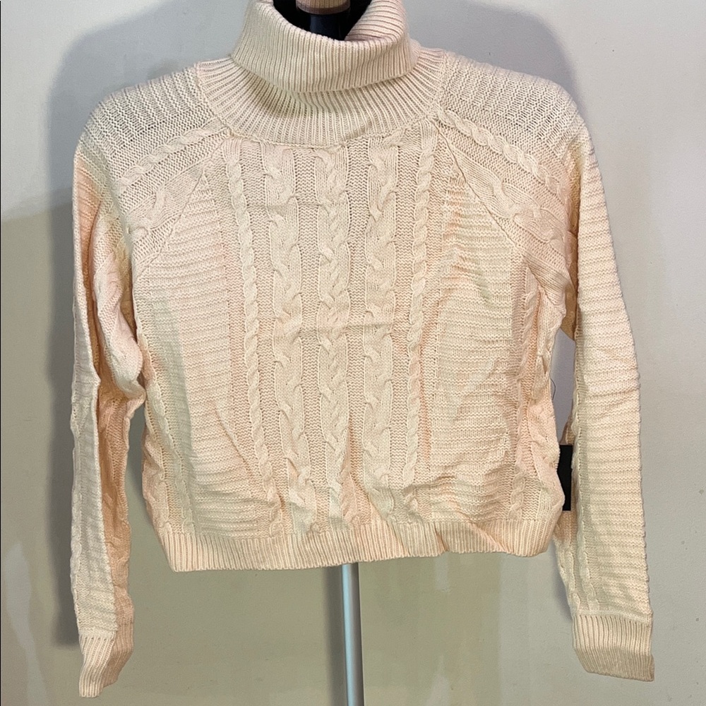NWT Lulus Cable Knit Cream Turtleneck and Matching Skirt - Picture 2 of 7